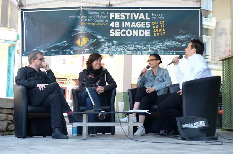 Dominique Dugas, Catherine Benoît, Chloé Robichaud et Daniel racine, table ronde "Le cinéma québécois au féminin" au festival 48 images seconde de Florac © Éric Vautrey 2017