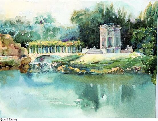 Peinture de Lùlù Zhang représentant le Petit Trianon